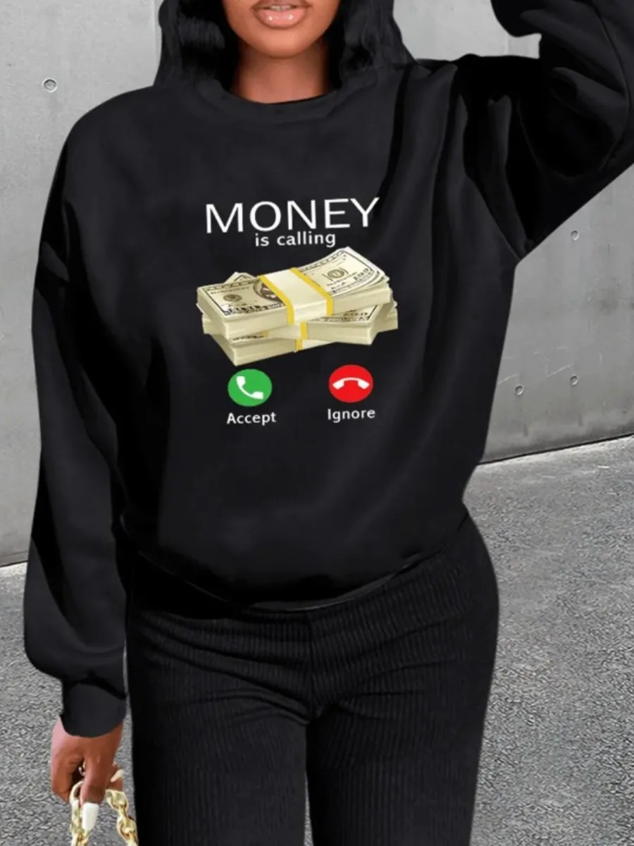 Sudadera con estampado de letras de dinero BOLUBAO, sudaderas con capucha de marca de moda para mujer, nuevas sudaderas con capucha casuales de primavera y otoño, sudaderas con capucha superiores, sudadera
