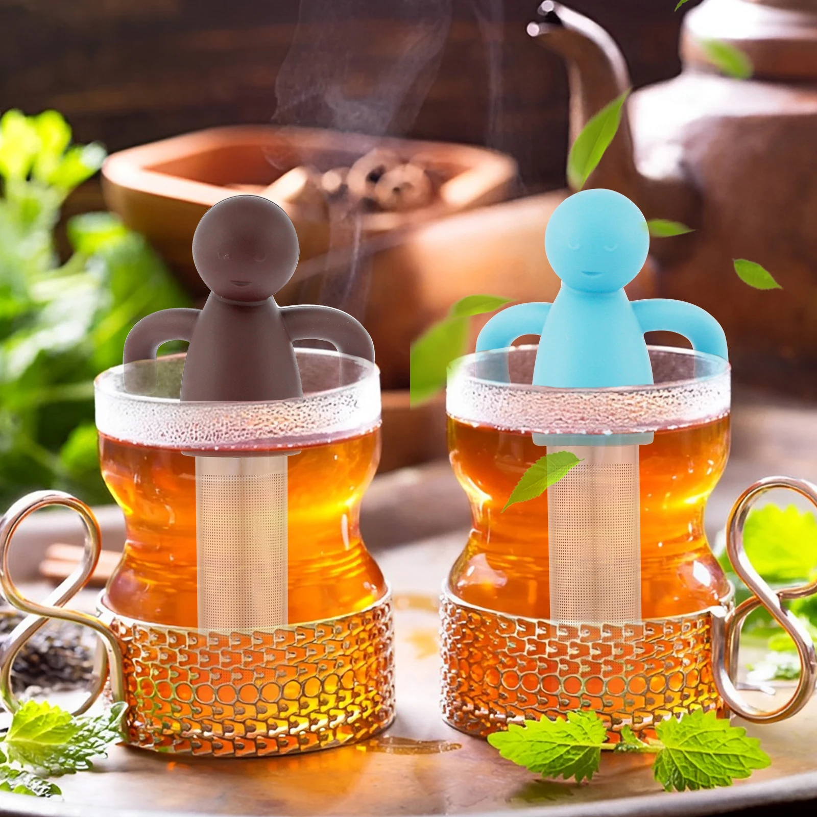 4Pcs Tea Infuser for Loose Tea Ultra-Fine Mesh Strainer 304 Stainless Steel Filter Cute Steeper Strainer