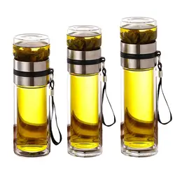 Portable Leak - Proof Double Wall Glass Tea Infuser Bottle - 500ml