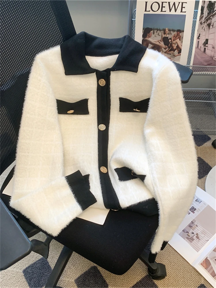 

Winter Women Sweater Knitted Cardigan Oversize Girls Sweater Woman Cashmere Pullover Tops Long Sleeve Maxi Vintage Y2k Thick