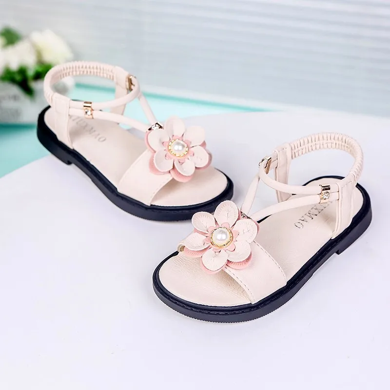 Princess Girls Sandals Soft Children's Beach Shoes Kids Flowers Summer Sandals Fashion 26-36