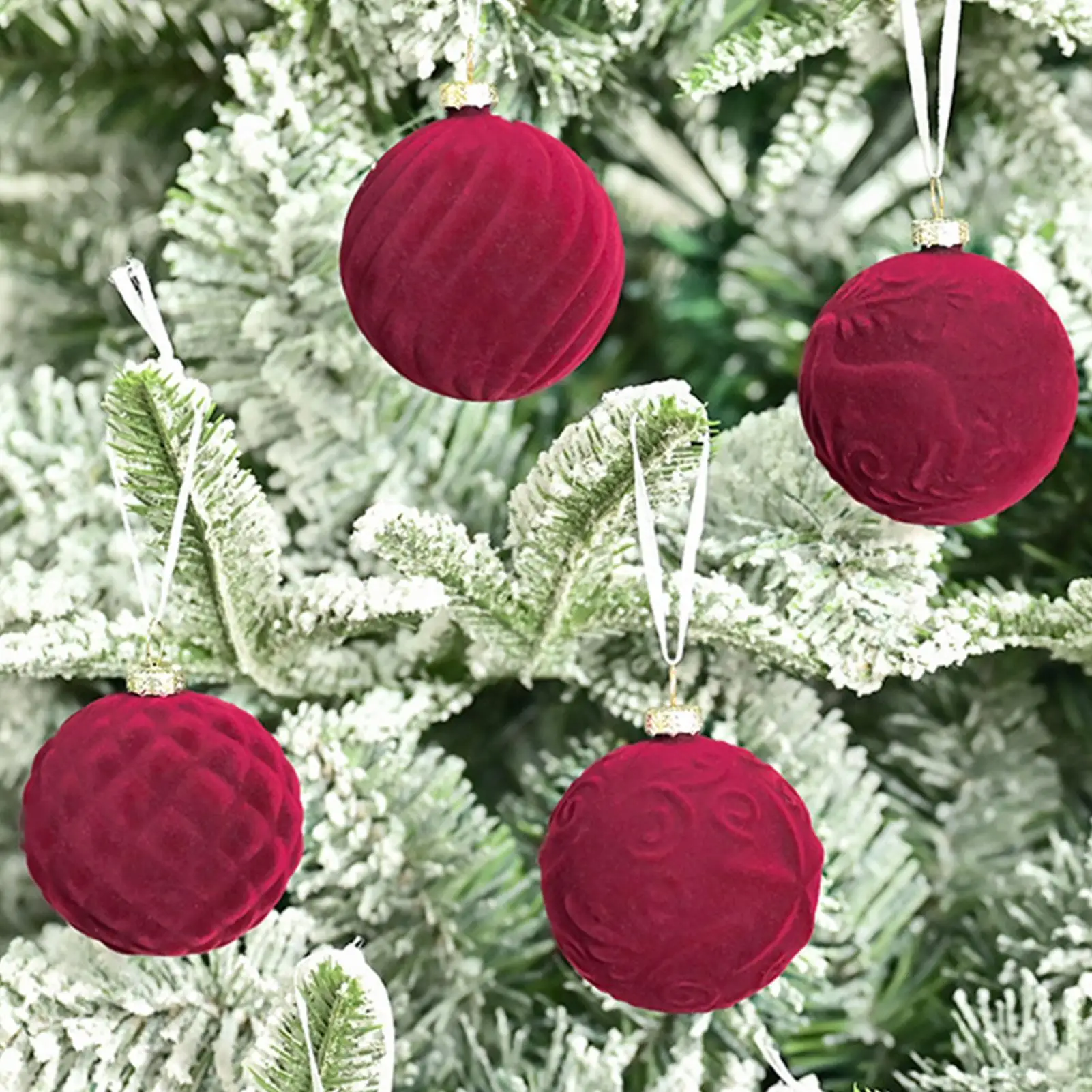 2026 Christmas velvet Ball Ornaments 20pcs/box Christmas Decorations Pendant Hangable Festive Decor For Festival Holiday