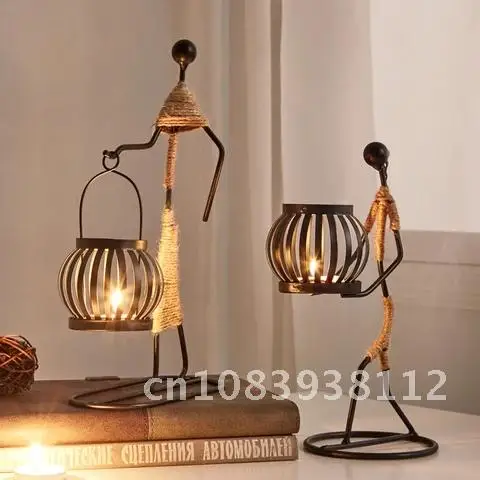 

African Candlesticks Metal Candle Holders Abstract Art Crafts Home Decor Accessories for Living Room Interior Wedding