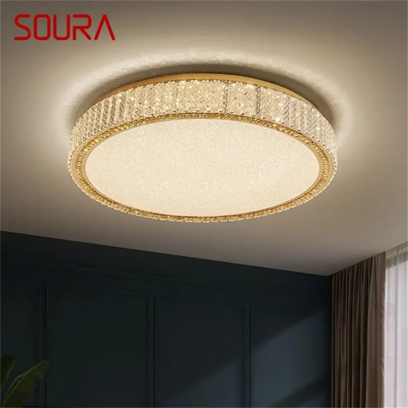 

SOURA Postmodern Ceiling Lamp LED Luxury Crystal Round Lighting Decorative Fixtures For Living Room Bedroom