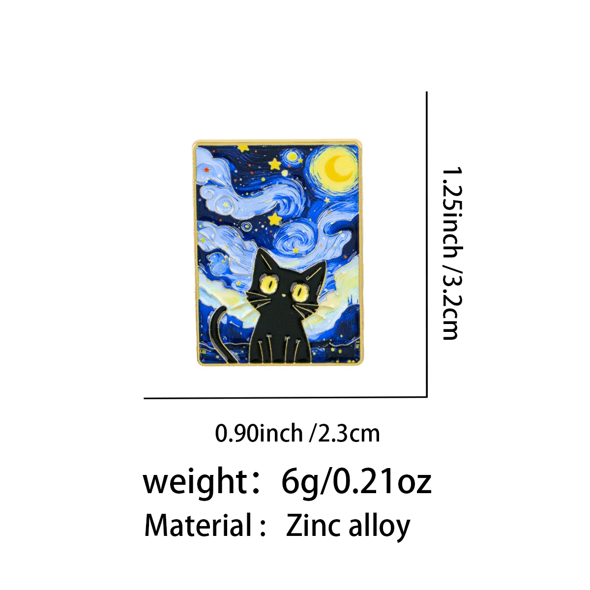 Starry Night Cat Enamel Pin - Cute Animal Brooch for Clothing Accessories & Fashion Jewelry Gifts