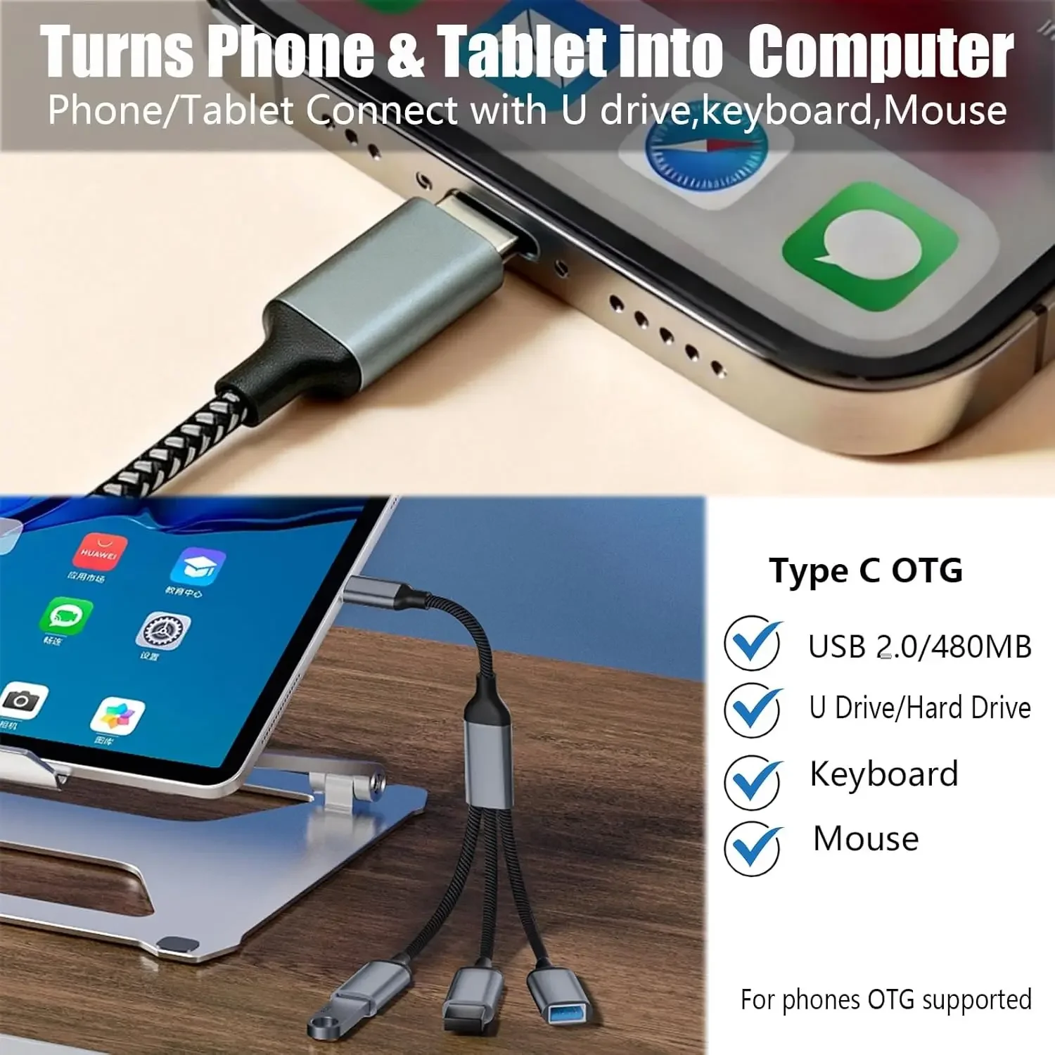 Universal Multi-Port 3-in-1 USB Hub Adapter