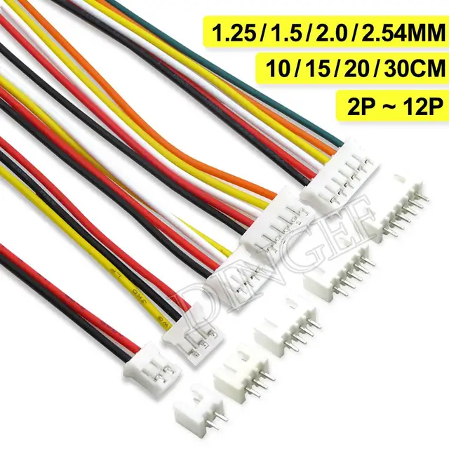 5 комплектов JST XH2.54 XH ZH PH 1,25 мм 1,5 мм 2,0 мм 2,54 мм Разъем для проводов 2 3 4 5 6 7 8 9 10 12 PIN штекер и гнездо 1