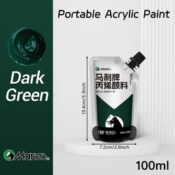 100ml Waterproof Acrylic Paint in Assorted Colors for DIY Crafts and Professional Art Projects (Dark Green)