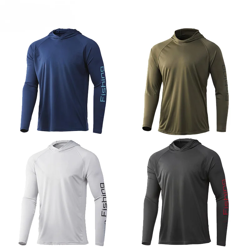2023 Fishing Hooded Clothing Men Long Sleeve Breathable Fishing Wear  Outdoor Sun Protection Fishing Shirts