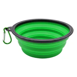Collapsible Silicone Pet Travel Bowl with Carabiner - 1500ML (Green)