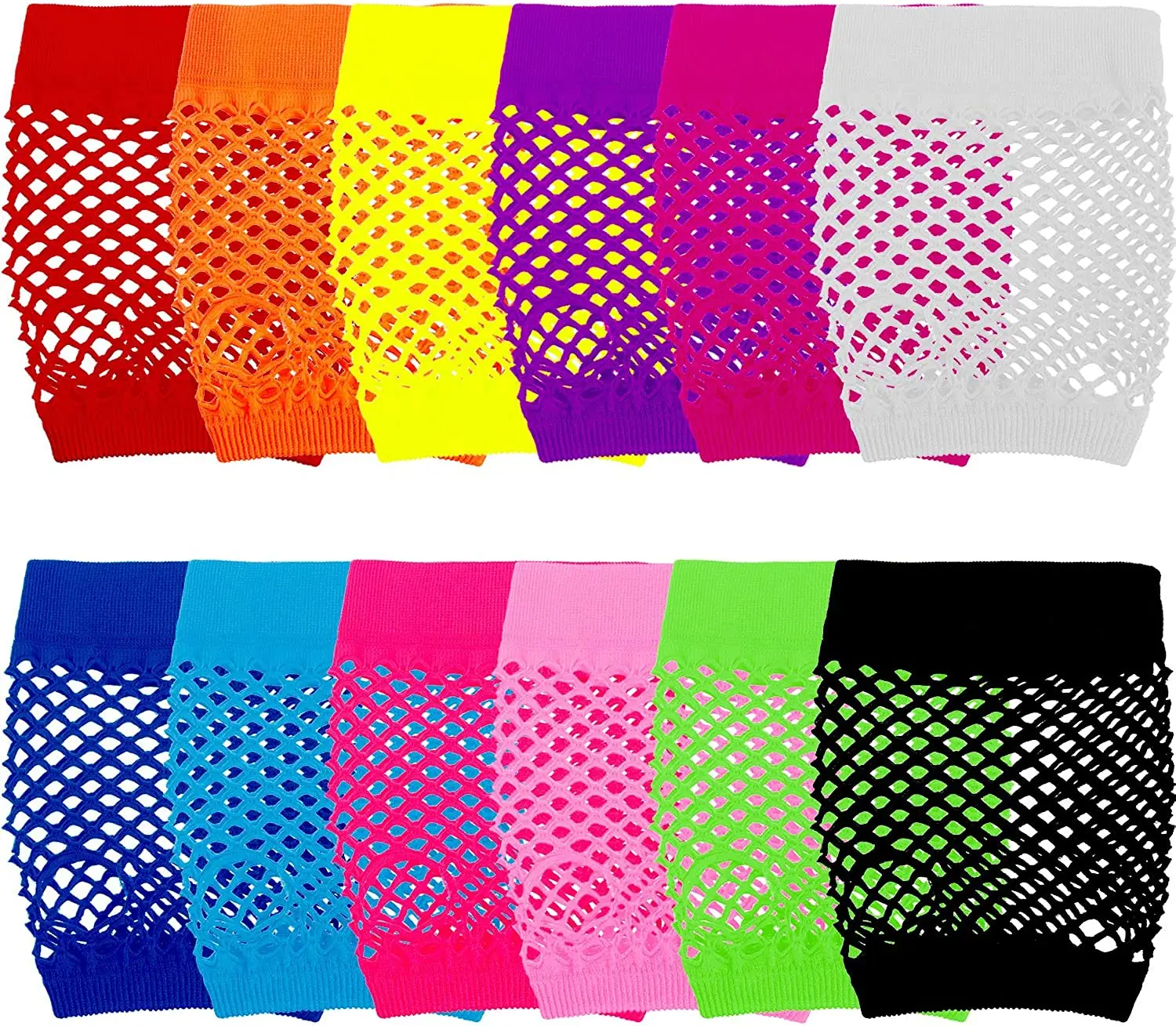 1pairs/80s 90s Fishnet Mesh Gloves for Women Kids Neon Fingerless Glove for Cosplay Costumes Accessories