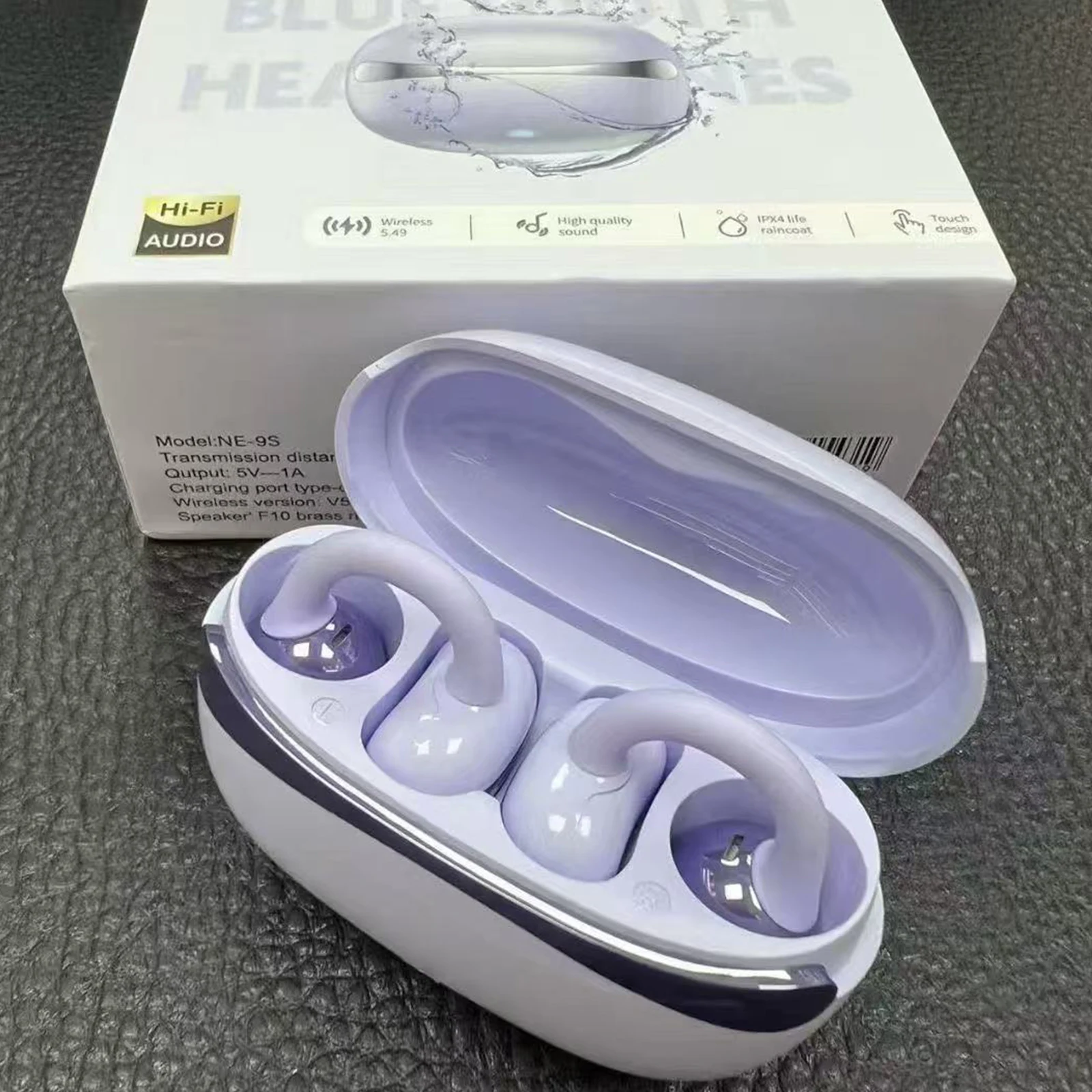 NE-9S 이어클립 이어폰 블루투스 6.0 LDAC 고해상도 마이크 내장 IPX5 방수 50시간 장시간 배터리 무선 충전 휴대폰 노트북용