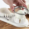 Multifunctional Egg Slicers 2-in-1 Egg Cutter Stainless Steel PP Base Cutter Mold Kitchen Gadget For Home Kitchen Picnic Camping 4