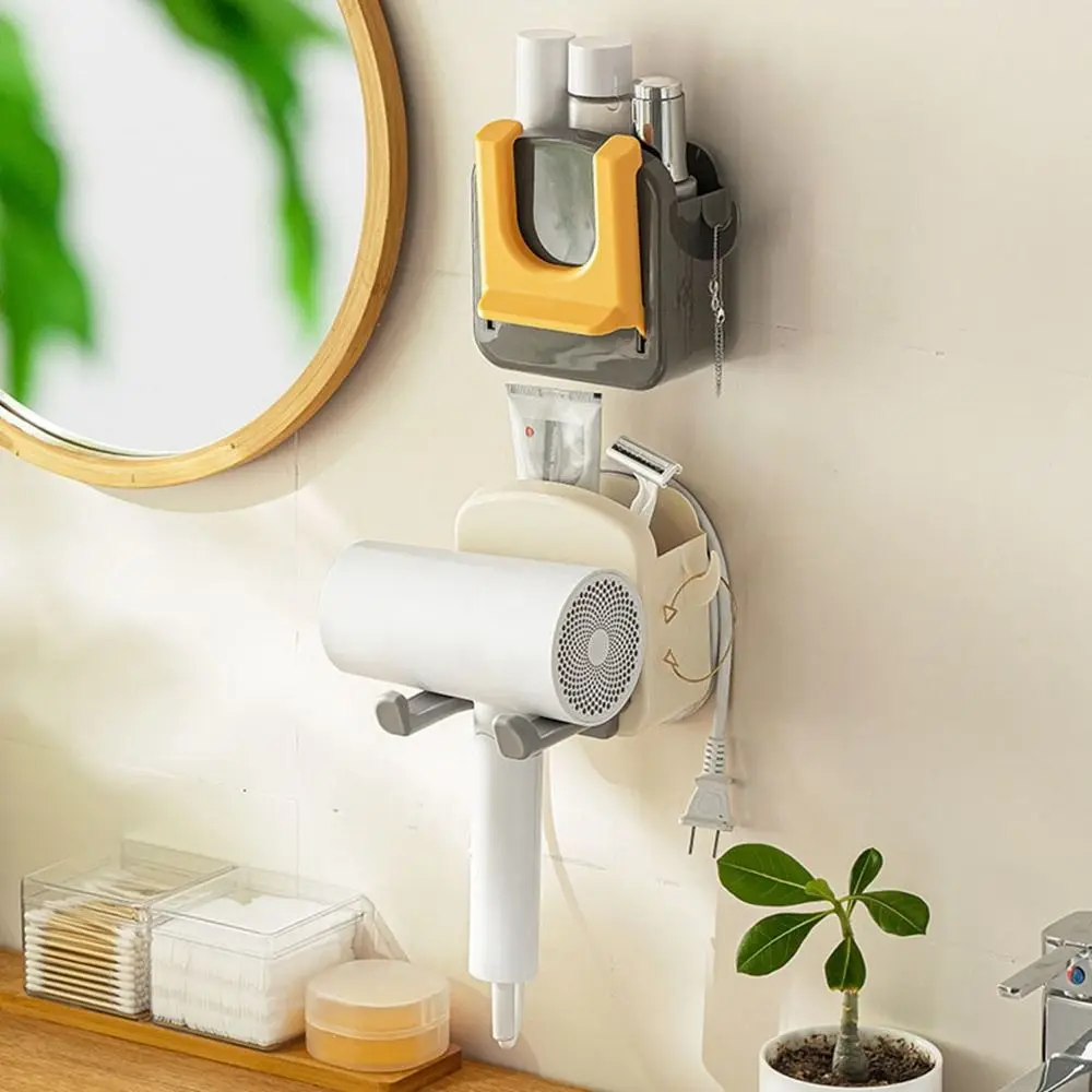 

ABS Hair Dryer Bracket Wall Mounted Without Drilling Wall Mounted Holder Punch Free Space Saving Tools Storage Rack Bathroom