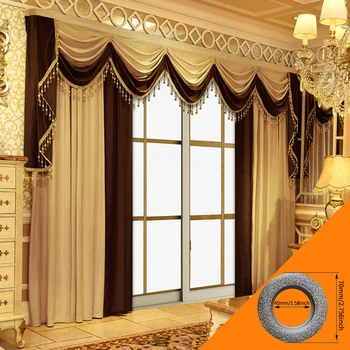 2pcs curtain light luxury European living room high-grade bedroom thickened flannelette villa floor curtain, no valance 1