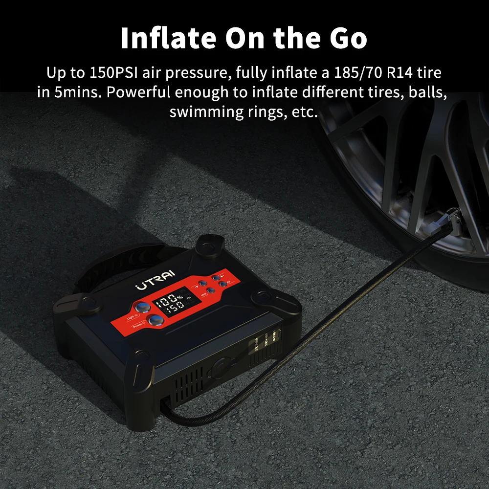 UTRAI 1800A 4 In 1 Car Jump Starter with Air Compressor Power Bank Portable Emergency Battery Booster Starting Device for Cars