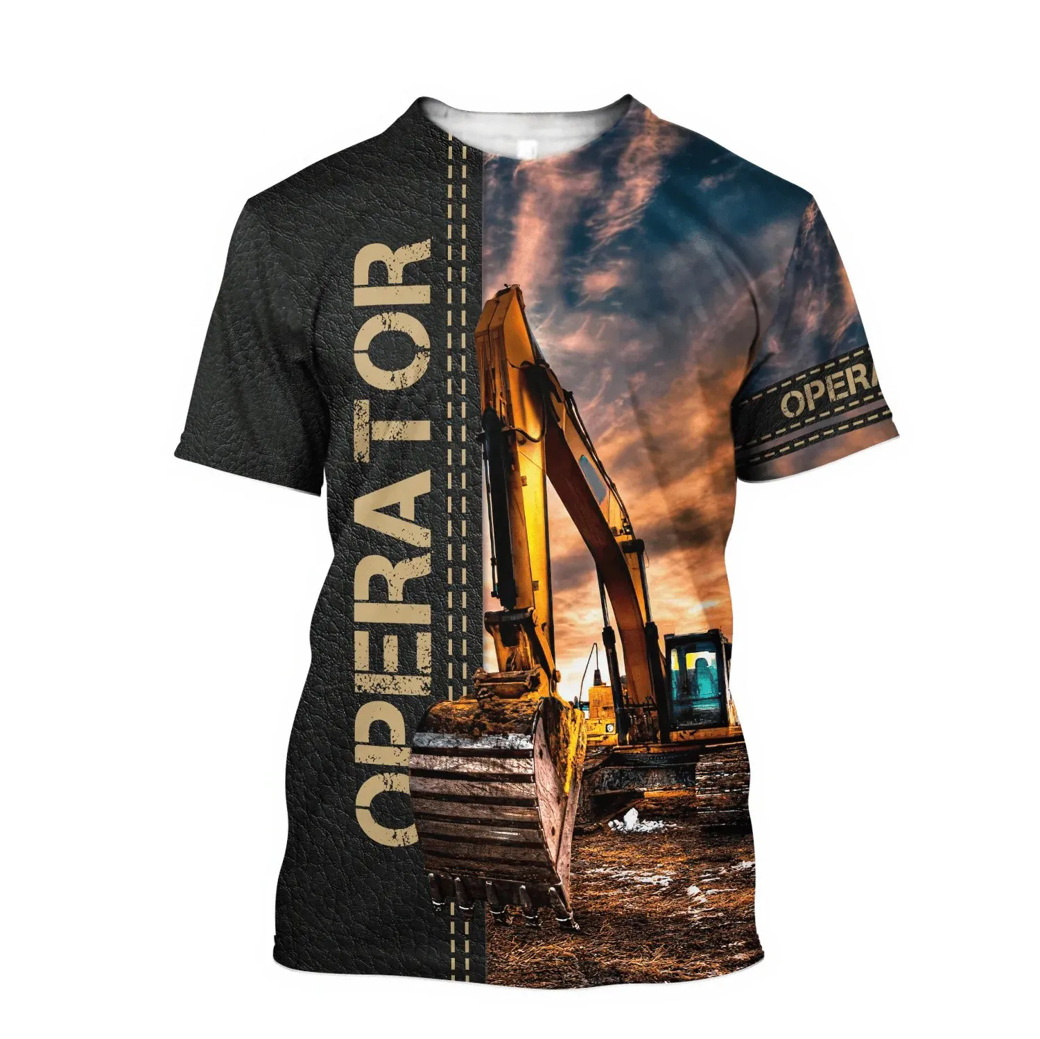 

Excavators Shirt Men's T-shirt 3D Print Operator Uniform Summer 2023 New Short Sleeve Clothing Oversized Fashion Sweatshirt