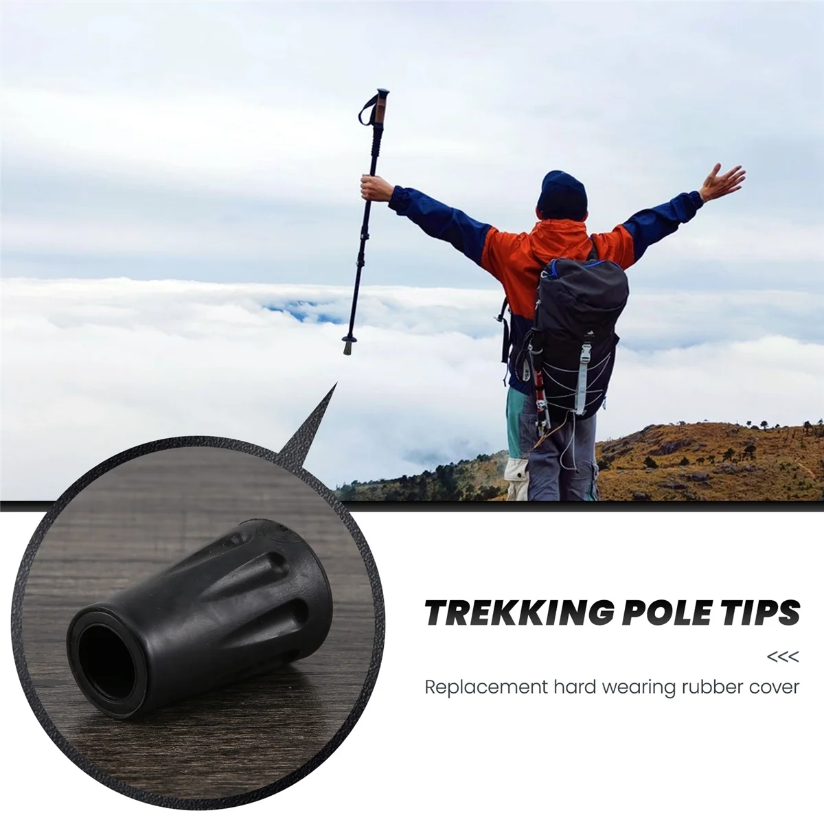 Replacement Rubber Tips End for Hiking Stick Walking Trekking Poles 4cm 4 pcs