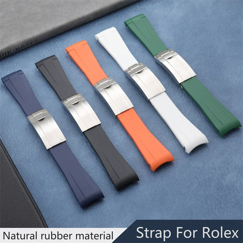 

20mm Waterproof Soft Natural Rubber Silicone Watch Band Fit For Rolex Strap For Submariner GMT OYSTERFLEX Daytona Bracelet