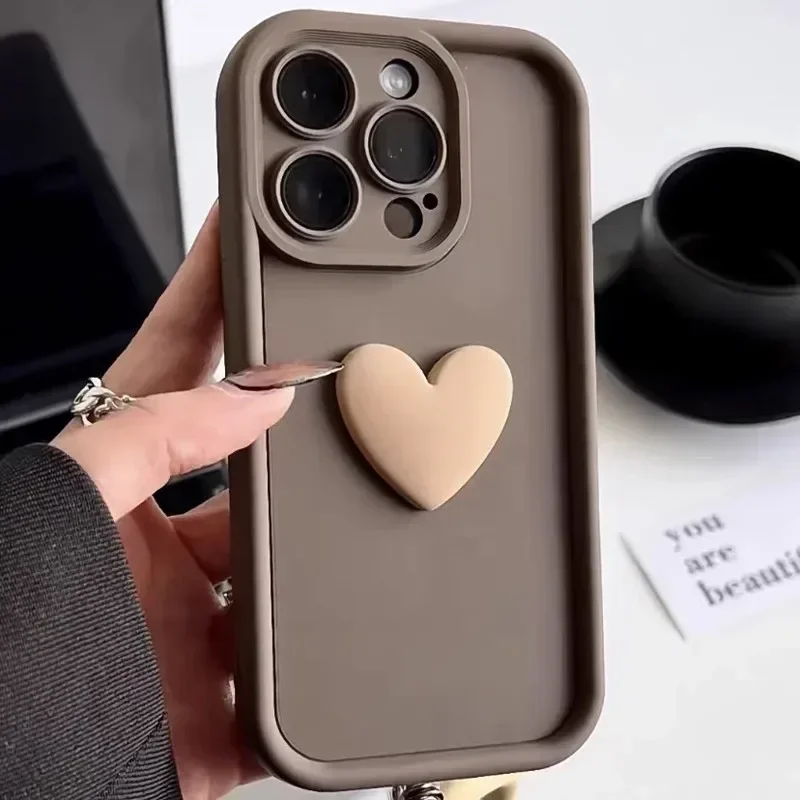 Фото Силиконовый чехол для телефона Ottwn-Cute INS 3D Love Heart, противоударный чехол Candy, iPhone 11 12 13 14 15 Pro Max XS XR 7 8 Plus SE 2020 №2