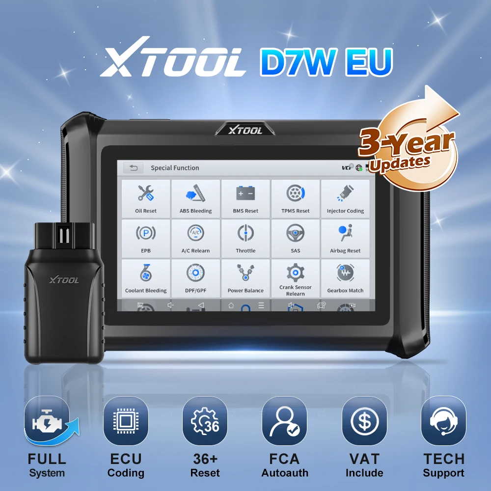 XTOOL D7W V2.0 Wireless Car Diagnostic Tools Key Programming Tool ECU ...