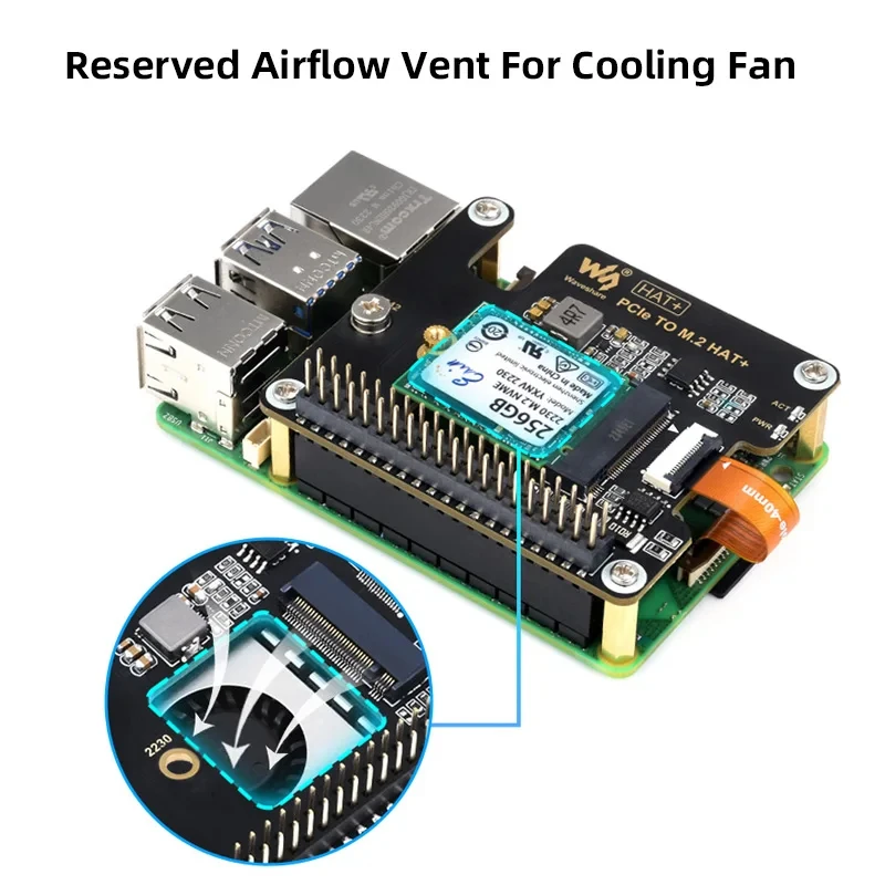 Pcie para M.2 Placa de Expansão Hat Nvme Raspberry pi Gen com Cabo 16p Cabeçalho Gpio Refrigerador Ativo para Rpi Pi5 - Imagem 4