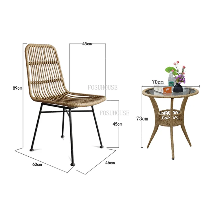 Description Picture 2 of itemNordic PE Rattan Garden Furniture Sets for Home Outdoor Furniture Creative Minimalist 4 Piece Chair Coffee Table Patio Furniture