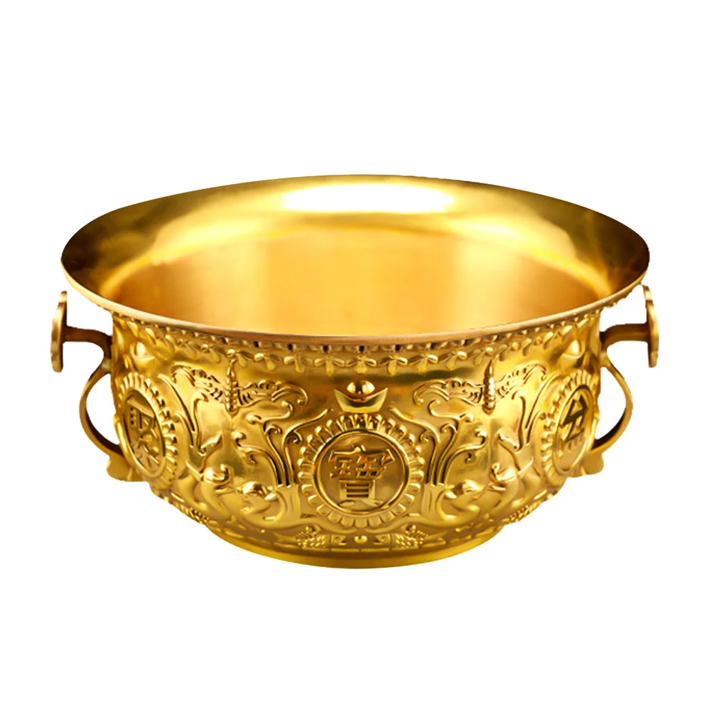 

Treasure Bowl Home Decor Gold Copper Cornucopia Decoration Golden Worship Prosperous Gift Festival Present Office