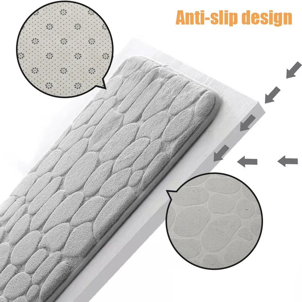 Bathroom Mat Set, Pebble Embossed Decorative Bathtub Mat, Comfortable Quick Dry U-Shaped Toilet Mat, Quick-Dry Non-Slip Mat