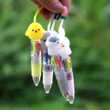 

Silicone Cartoon Cute Mini 4 Colors Ballpoint Pen Creative Cartoon School Office Writing Supplies Kawaii Stationery Gift
