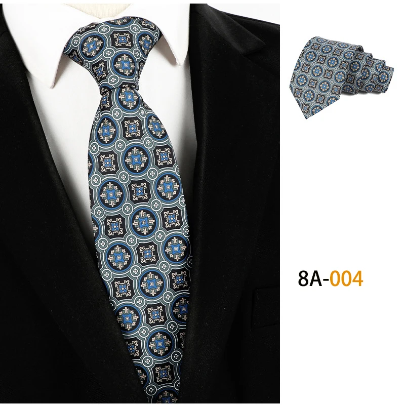Herrenmode-Krawatte, 8 cm, weiche Neuheits-Krawatte, blau, rot, grün, Farbe, Krawatten für Männer, gepunktetes Blumen-Krawatte, Hochzeit, Geschäftsgeschenk – Detail 7