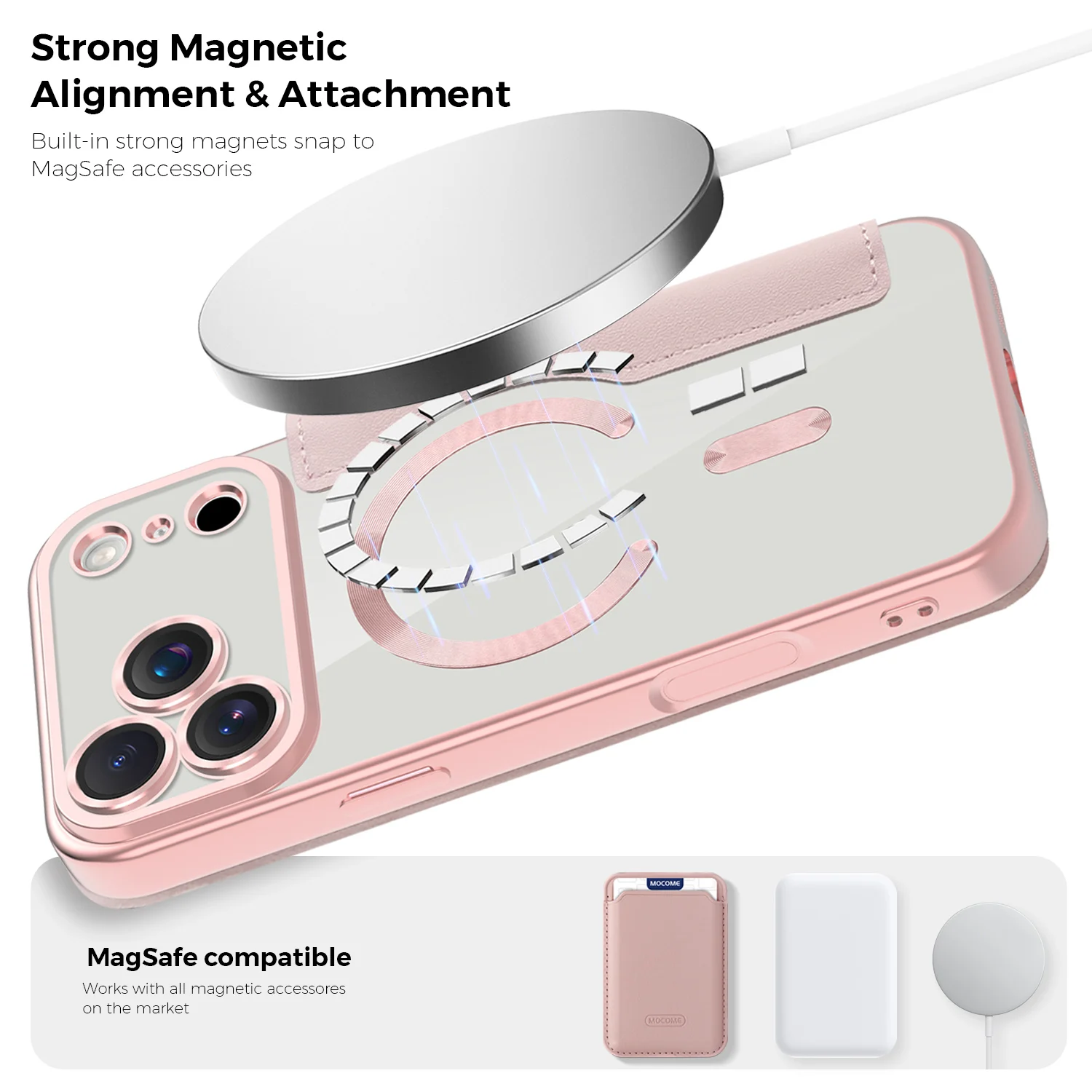 Leather Flip Case with Electroplated Finish and Magnetic Wireless Charging Capability