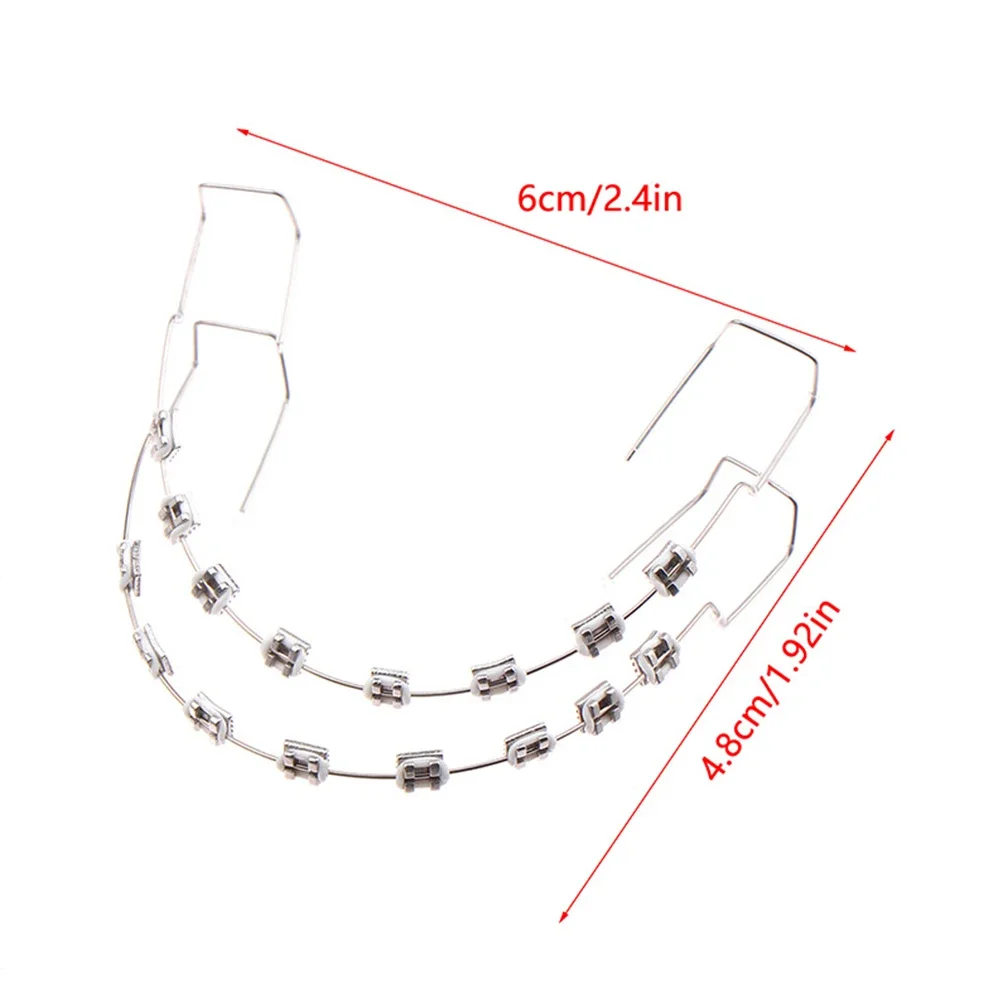 1 Pair Temporary Tooth Decoration Dental Fake Braces with Metal Wires & Bracket Dental Metal Bracket Dental Tool for Tooth Decor