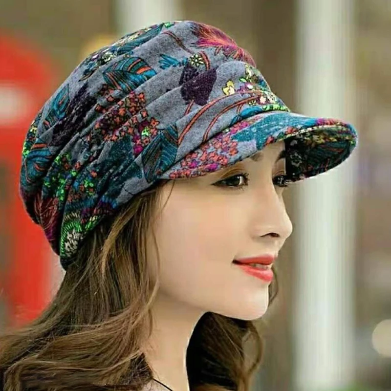 Floral Hat Women's Korean Version Versatile Soft Hat Brim Duckbill