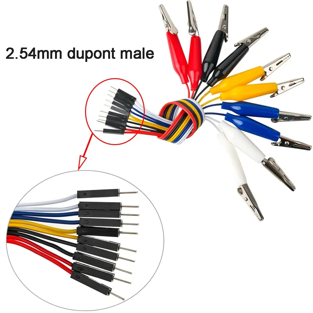 Alligator Clip to Breadboard Jumper Wire Test Lead Dupont Cable 10pin 20cm Male Female for Arduino Microbit Nano LED Strip alligator clips test leads test cable lead test lead wire test lead cable test cable