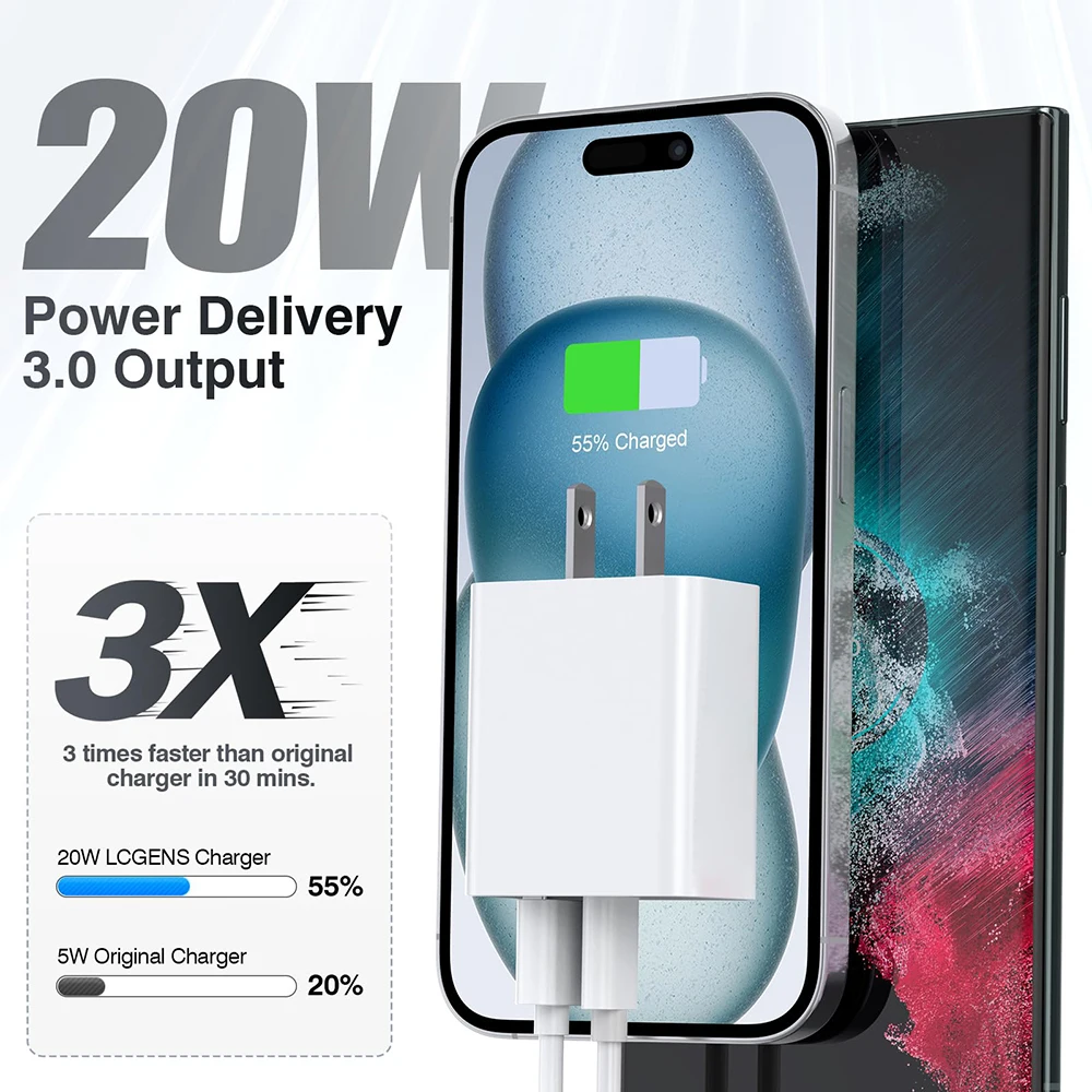 Apple Original PD 20W Charging For iPhone 14 Pro Max 13 12 mini 11 Fast Charger X XS XR 7 8 6 Plus SE Phone Accessories