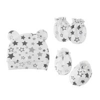 3pcs/set Newborn Baby Hats Gloves Foot Cover Breathable Cotton Soft Caps Cute Cartoon Caps Newborn Baby Accessories 1