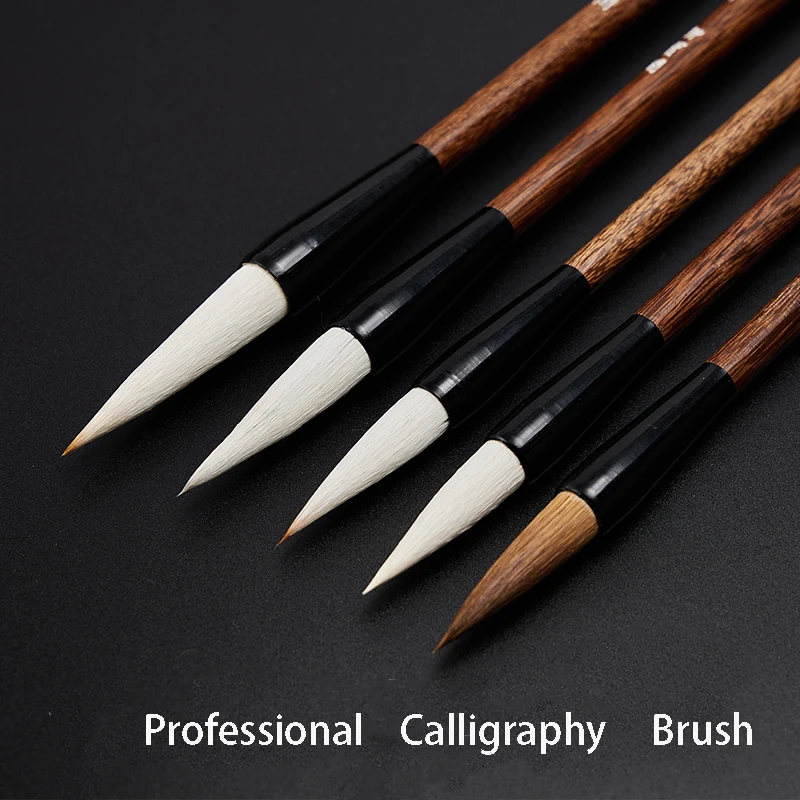 Chinese Calligraphy Brush Professional Medium Regular Script Rabbit Hair Woolen Hair Writing Pen Beginners Yan Style Practice woolen purple rabbit hair writing brush pen wang xizhi zhao mengfu small regular script calligraphy pen professional grade brush