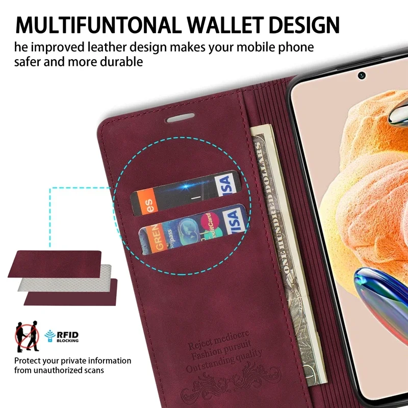 Leather Magnetic Flip Wallet Case - Skin-Friendly Card Holder Design