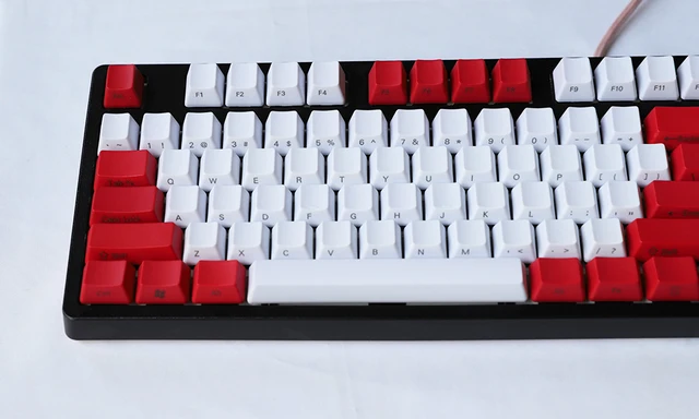 メカニカルキーボード用のoempbtキーキャップ,白と赤の混合ansi