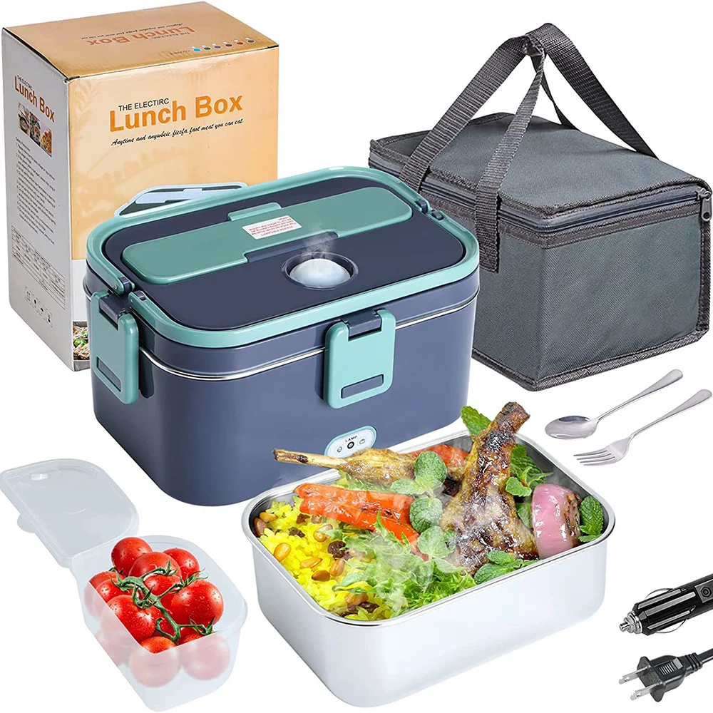 

Home Car Electric Lunch Box Stainless Steel Bento Box Self-heating Insulated Lunch Box Office Workers Portable Heated Lunch Box