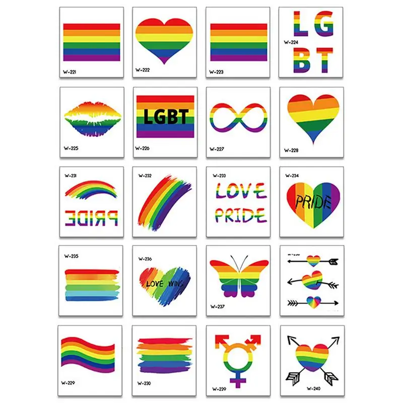 

10/20Pcs LGBT Pride Day Temporary Tattoo Sticker Rainbow Pattern Love Is Love Flash Waterproof Fashion Body Art Men Women Child