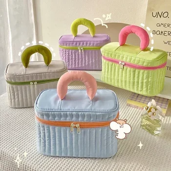 Custodie per la conservazione della bellezza portatili semplice contrasto colore quadrato triangolo custodia per il trucco borsa da viaggio borsa da toilette borsa per cosmetici