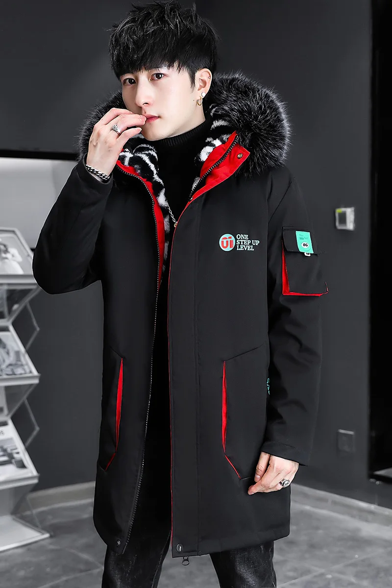 Winter Men Jackets Hip Hop Long Hooded Trench Coat Men Winter Streetwear Casual Jacket Men's Windbreaker