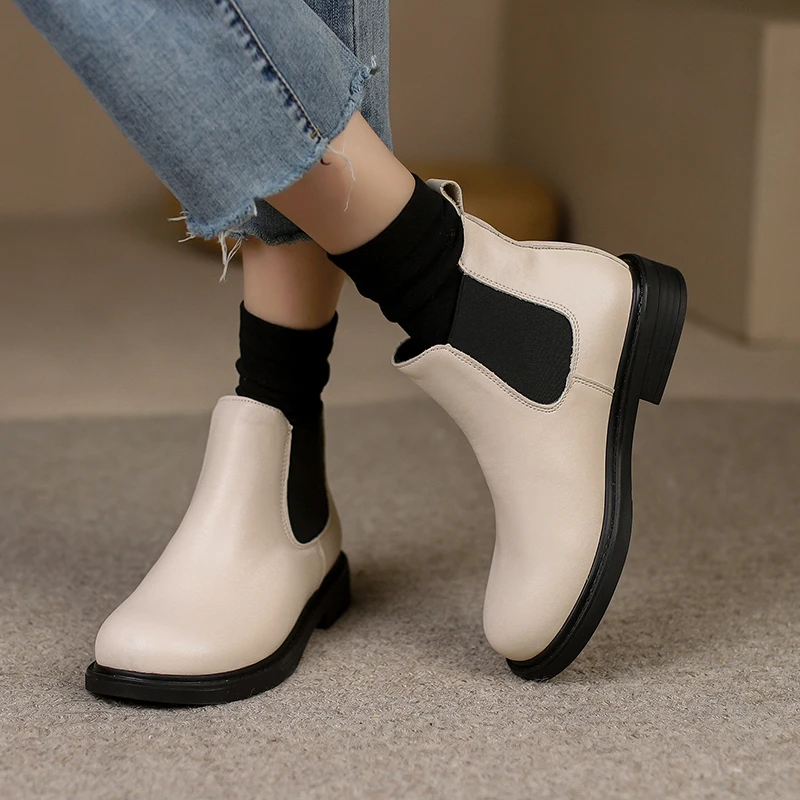

COOTELILI 2022 New Fashion Boots Slip On Women's Shoes Boots Casual Shoes Woman Round Toe Ladies Shoes 3cm Heel Size 35-40