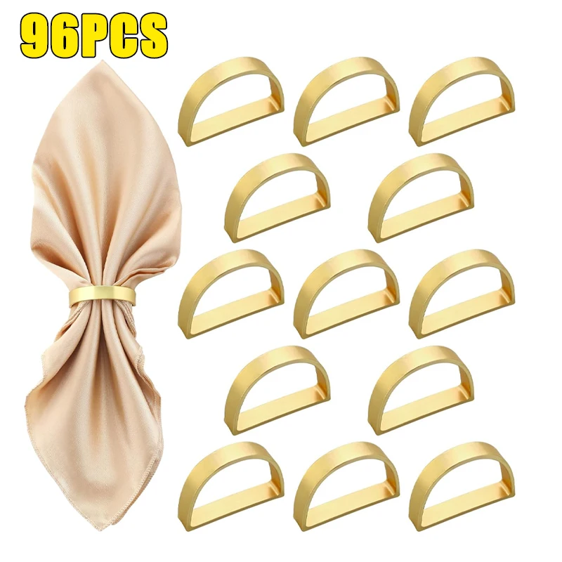 Napkin Ring 1/6/24/96Pcs Cuff Brushed Gold Napkin Rings Holder Wedding Banquet Metallic Adornment Table Settings Glossy Serviette Buckles