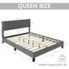 Bed Frame Upholstered Bed Frame Platform with Adjustable Headboard Linen Fabric Headboard Wooden Slats Support 6
