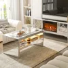 Mirrored Coffee Table with Mirror Crystal Board, Glass Rectangle End Table Coffee Tea Table with 2 Tier for Living Room Bedroom 6