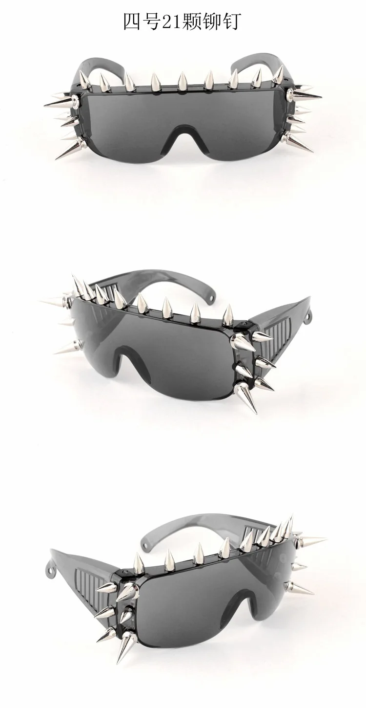 国内で当店のみ Supermade - RIVET PUNK STYLE SUNGLASSES Punk Sunglasses Metal Rivet Spike Decoration Women Men Rock