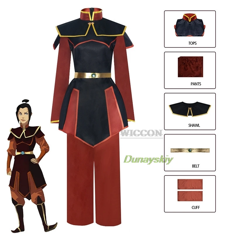 

Anime Avatar The Last Airbender Azula Sets Cosplay Costume Halloween Cosplay Clothings Red Top Pants Role Play Outfits